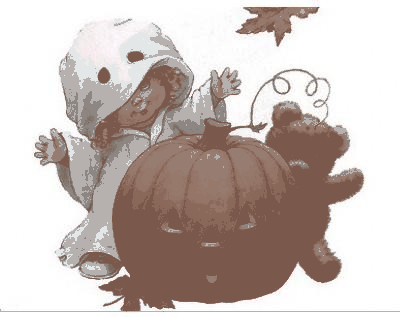 Dziecko przebrane za ducha w Halloween